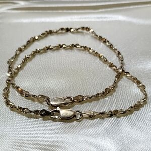 2 Vintage Sterling 925 Italian Silver Twisted "S" Petite Chain Bracelets 7"